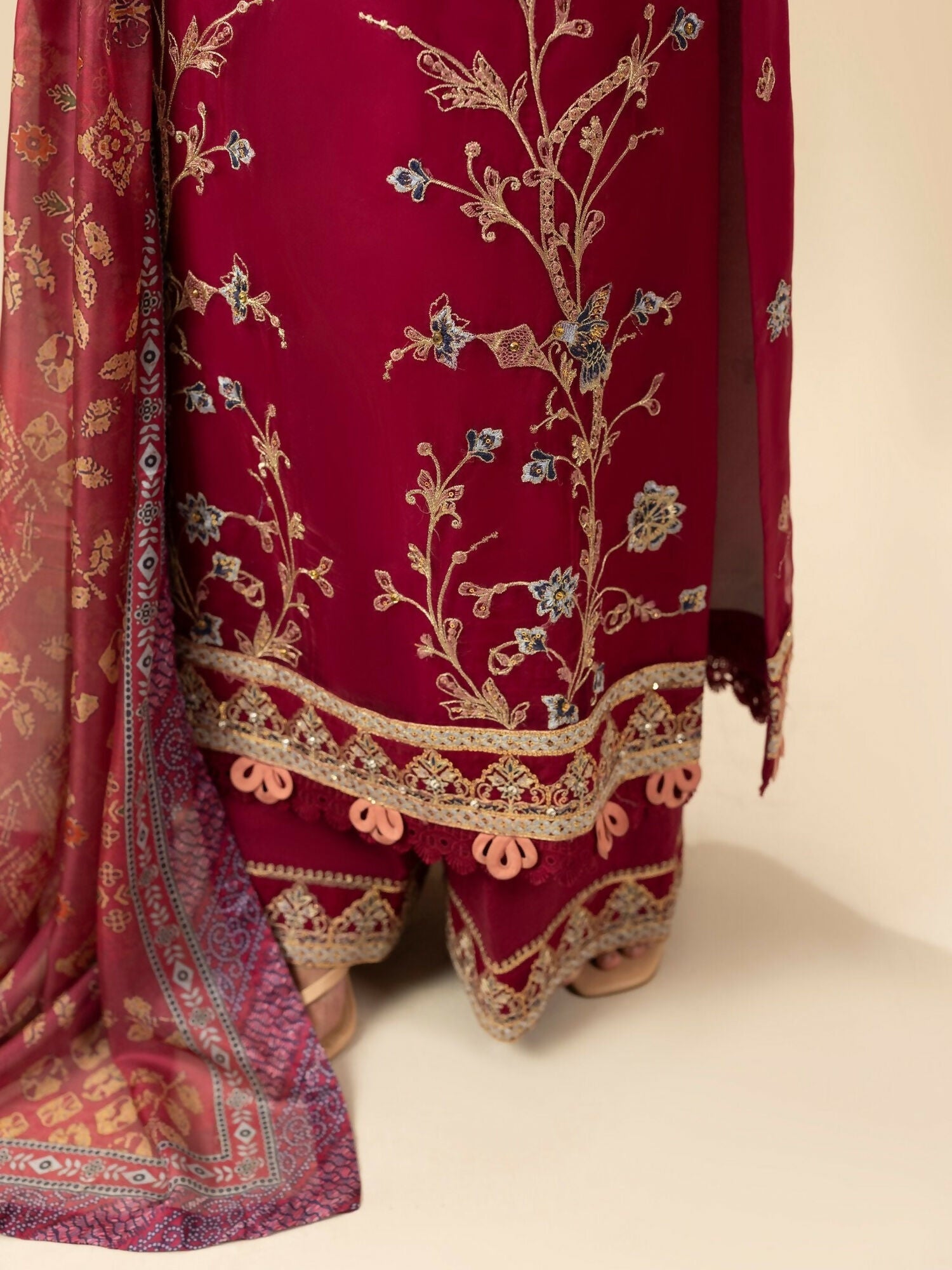 Shurooq Garden Of Dreams Organza Embroidered Stitched 3-Piece Suit-Poppy