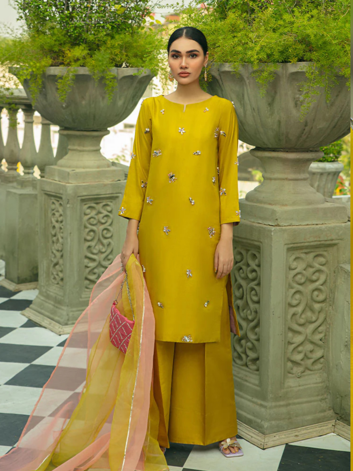 Allure By IH Raw Silk Embellished Stitched 3-Piece Suit-Sublime