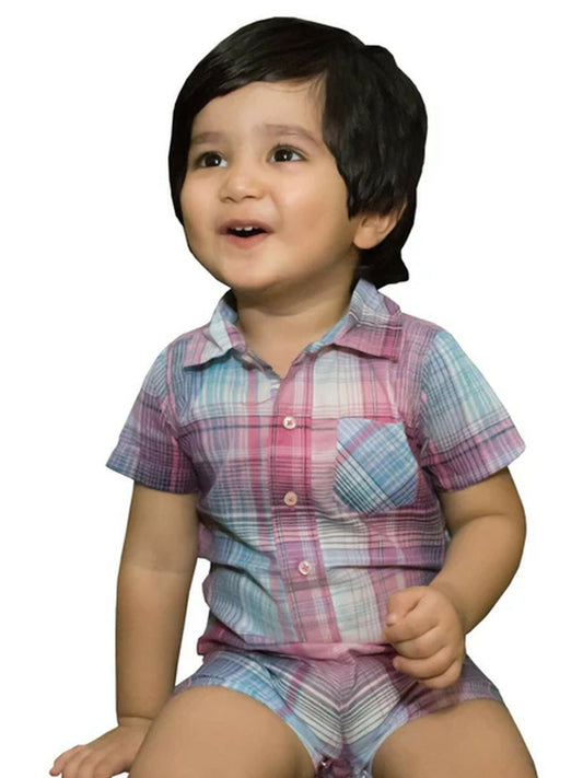 Funkys Woven Pink Baby Romper -8826