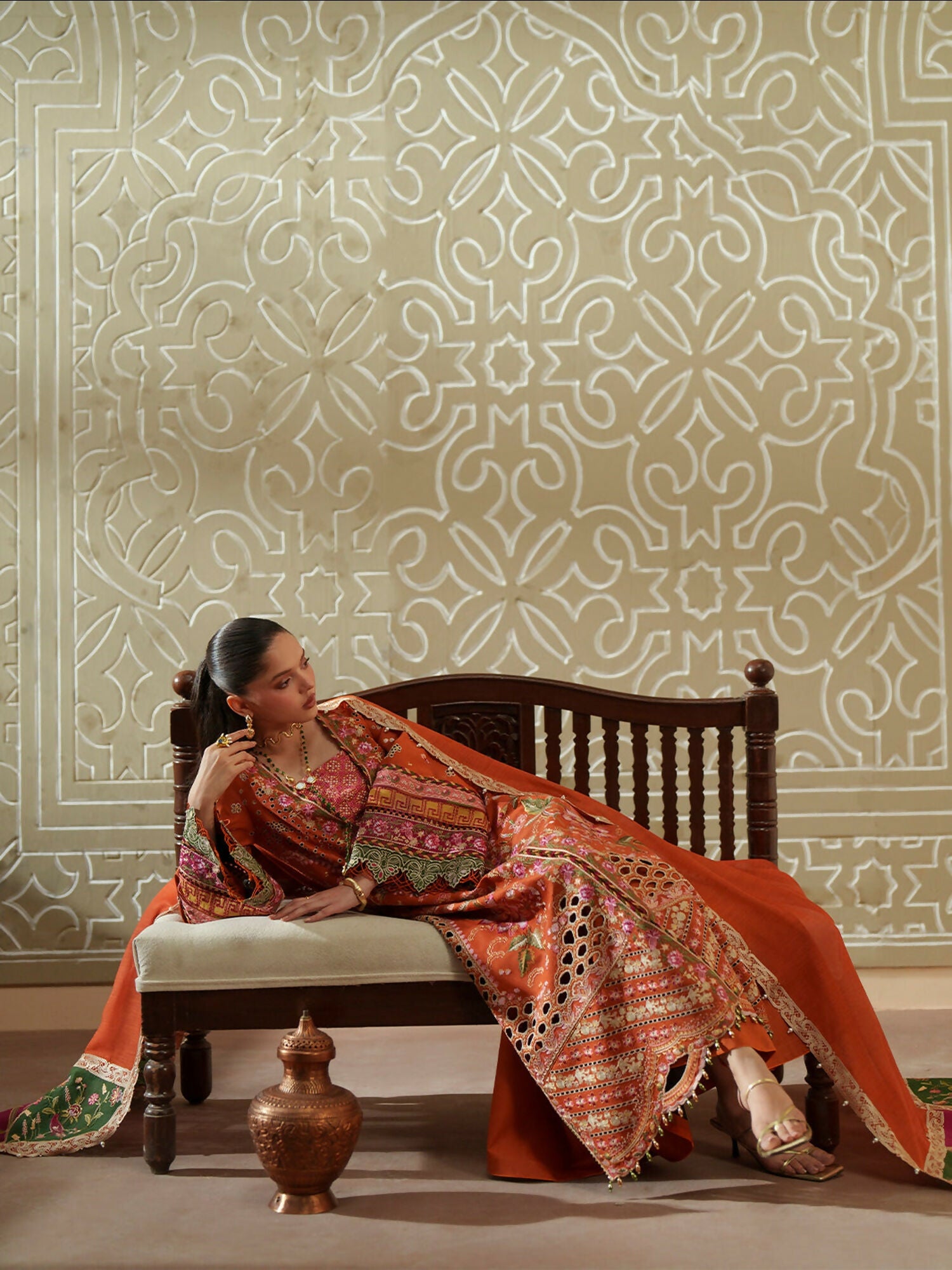 Binilyas Mashriq Luxury Lawn'26 Embroidered Unstitched 3-Piece Suit-D-116-A