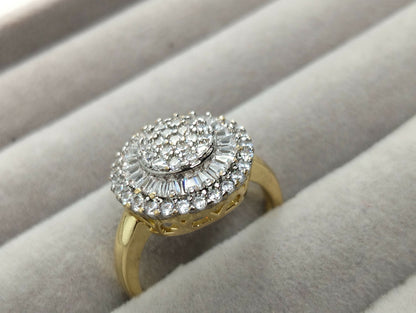 H&A Jewellery 18K Gold Polished Zircon Diamond Cluster Ring