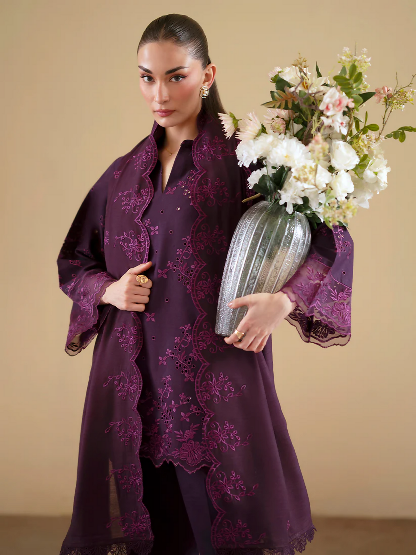 Mahnur Ember Lawn Embroidered Stitched 3-Piece Suit-EM-001