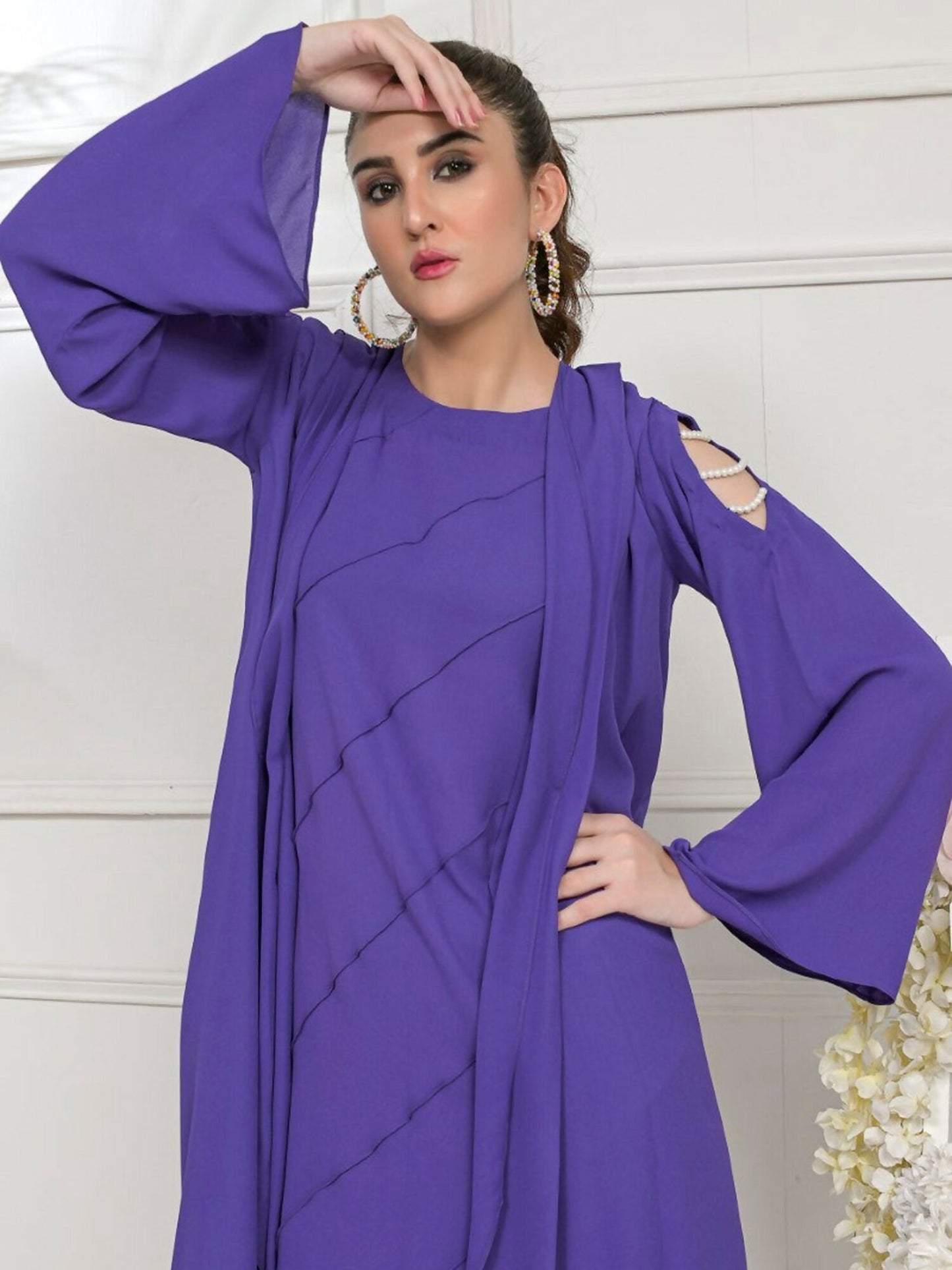 Ruby's Couture Basic Element '25 Georgette Plain Stitched 3-Piece Suit-Asian Blue