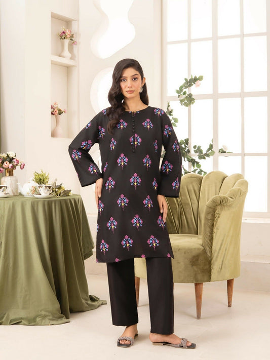 Stylish Collection Aaraish Linen Printed Stitched 2-Piece Suit-Black Blossom
