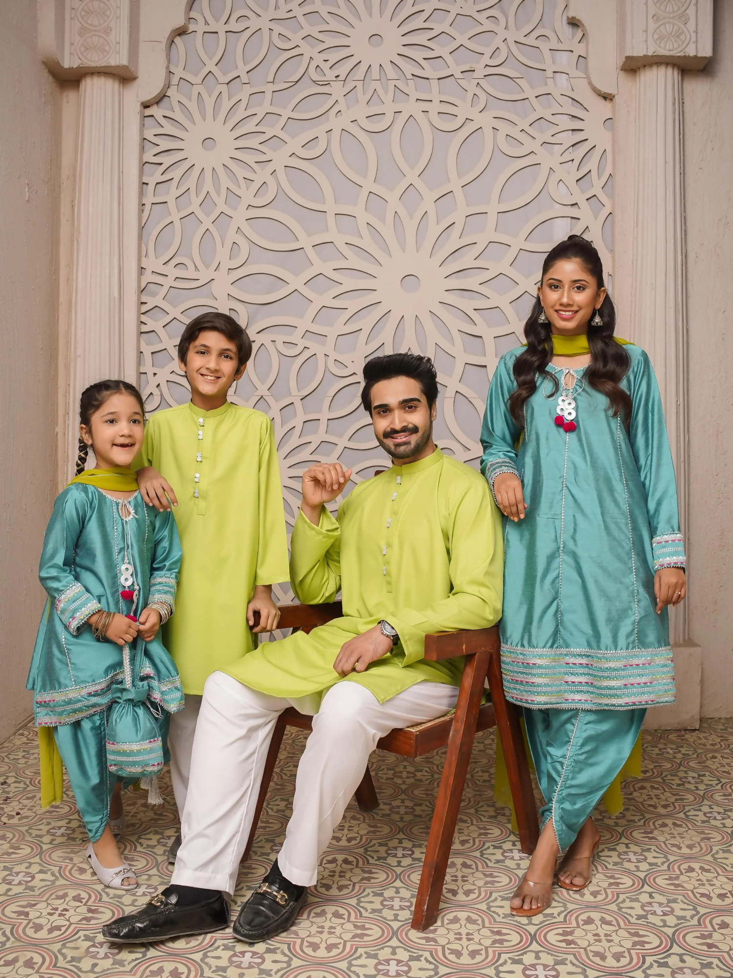 Kidoz Kloset Rang Rasiya Cotton Silk Embroidered Stitched 3-Piece Suit-Ocean Breeze-Women