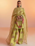 Hussain Rehar Candy Soap Raw Silk Embellished Stitched 3-Piece Suit-Platain