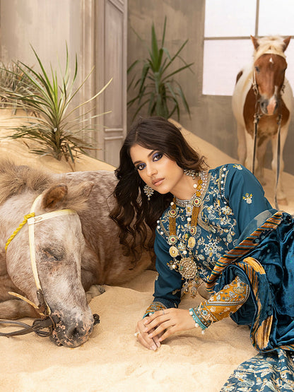 Binilyas Kotrai Embroidered Unstitched 3-Piece Suit-506-A