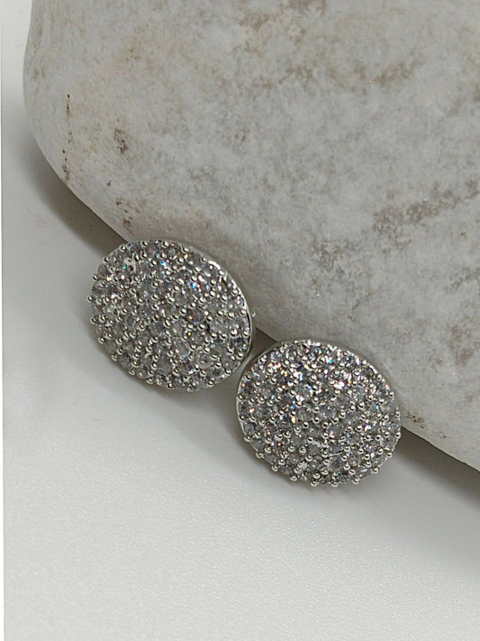 Silver rhodium-plated earrings from H&A Jewelry with zircon crystals, elegant design for casual and formal wear