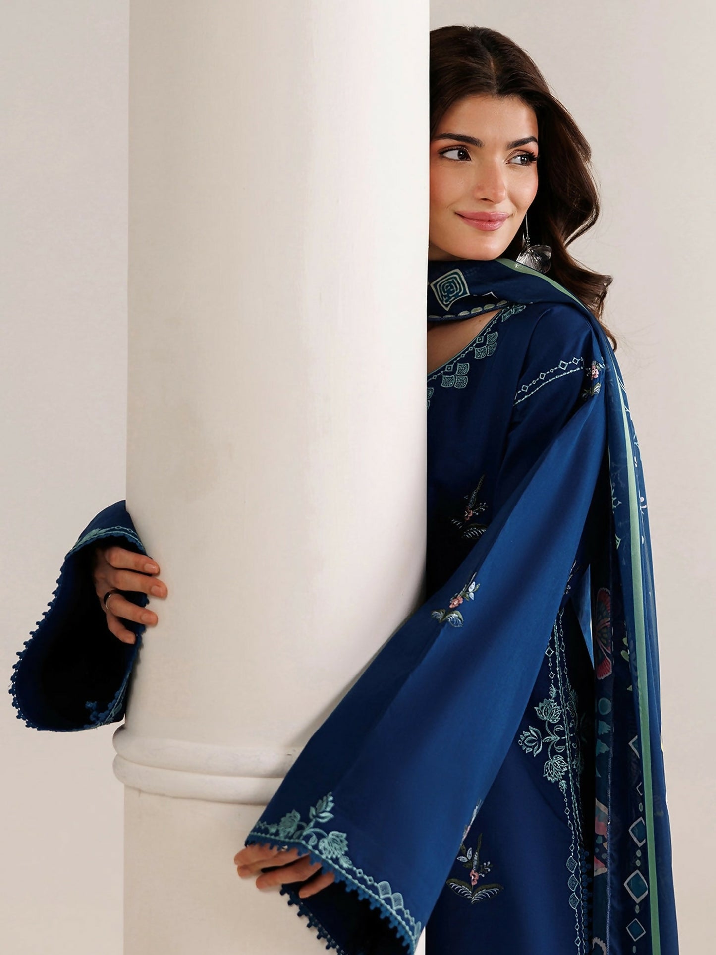 Panache Apparel Mistfall Vol II Cotton Embroidered Stitched Suit-Evara