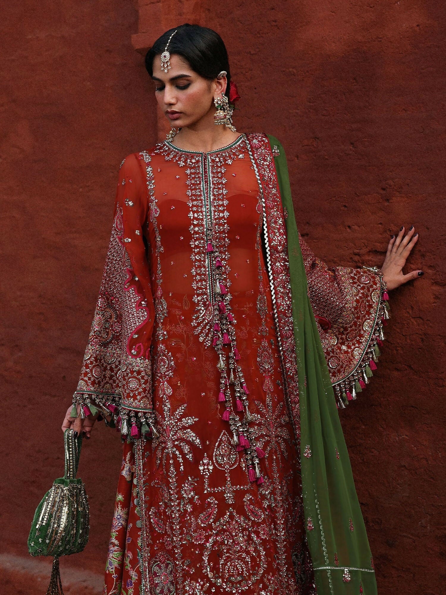 Hussain Rehar Festive Unstitched'26 Chiffon Embroidered 3-Piece Suit-Hemali
