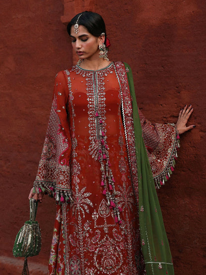 Hussain Rehar Festive Unstitched'26 Chiffon Embroidered 3-Piece Suit-Hemali