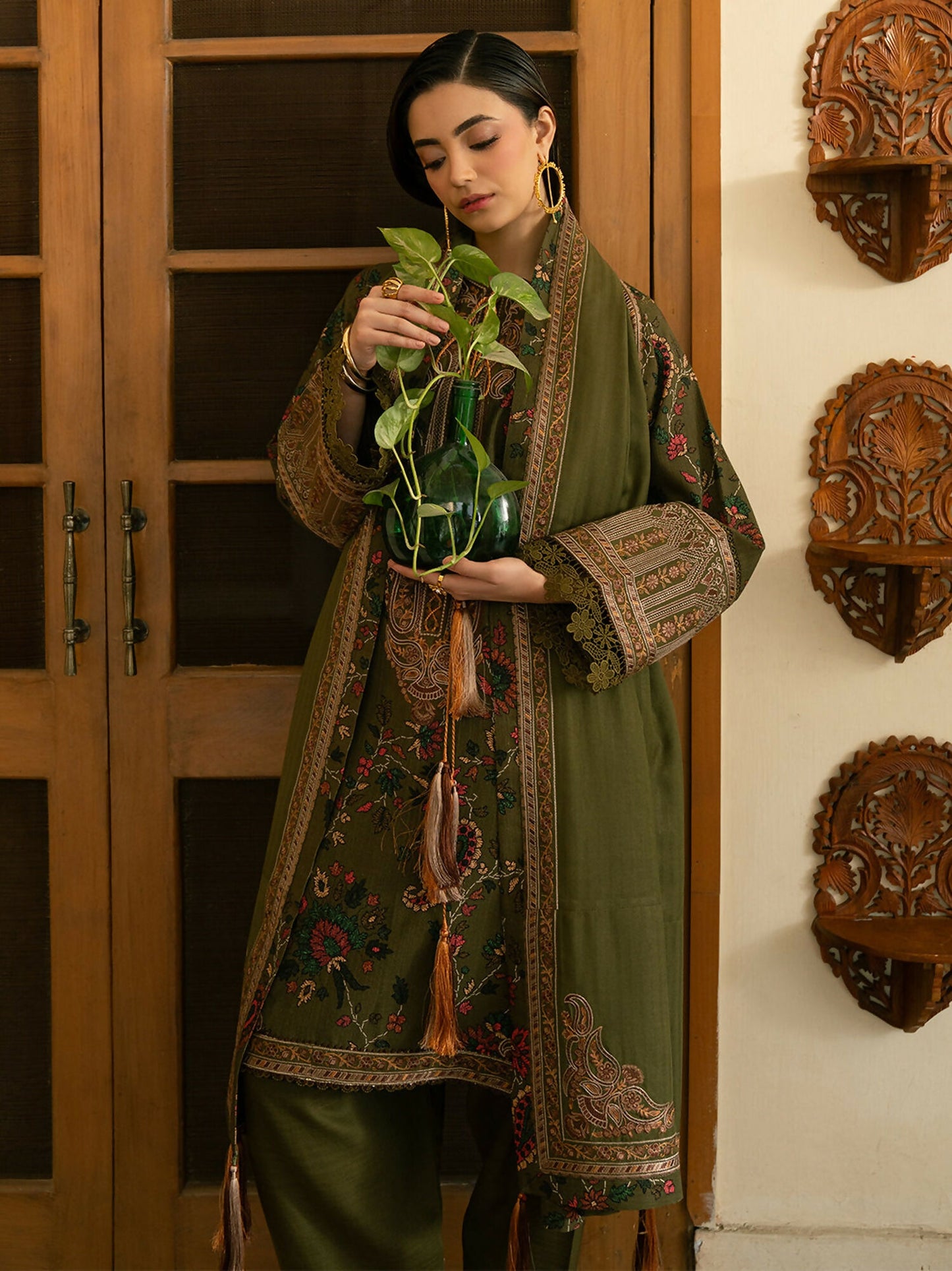 Binilyas Gulrukh Khaddar Embroidered Unstitched 3-Piece Suit-67-B