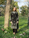 Panache Apparel Serenity Collection Linen Embroidered Stitched Suit-Black Dew