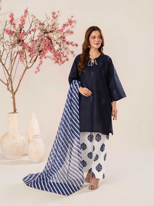 Stylish Collection Luxe Edit Cotton Embroidered Stitched 3-Piece Suit-Salina