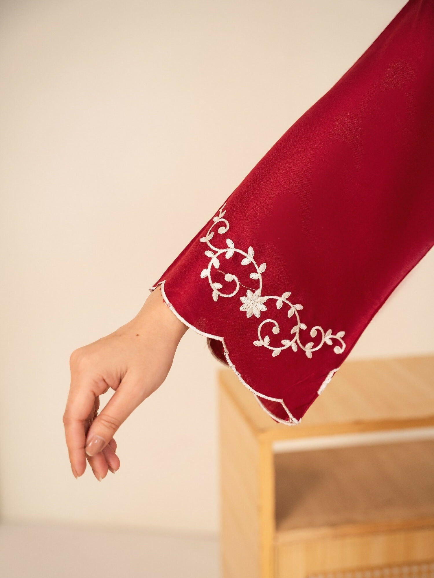 Stylish Collection Whisper Pret Linen Embroidered Stitched 2-Piece Suit-Claret