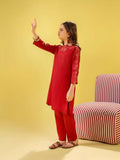 Velvour Girls Cotton Embroidered Stitched 2-Piece Suit-VG154-A