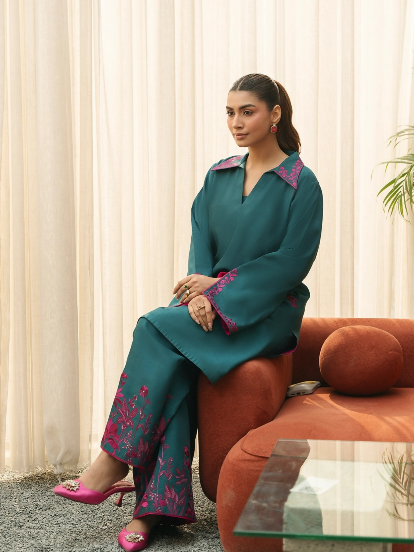 Mannat Clothing Suave Edit Raw Silk Embroidered Co-Ord Set-Flora