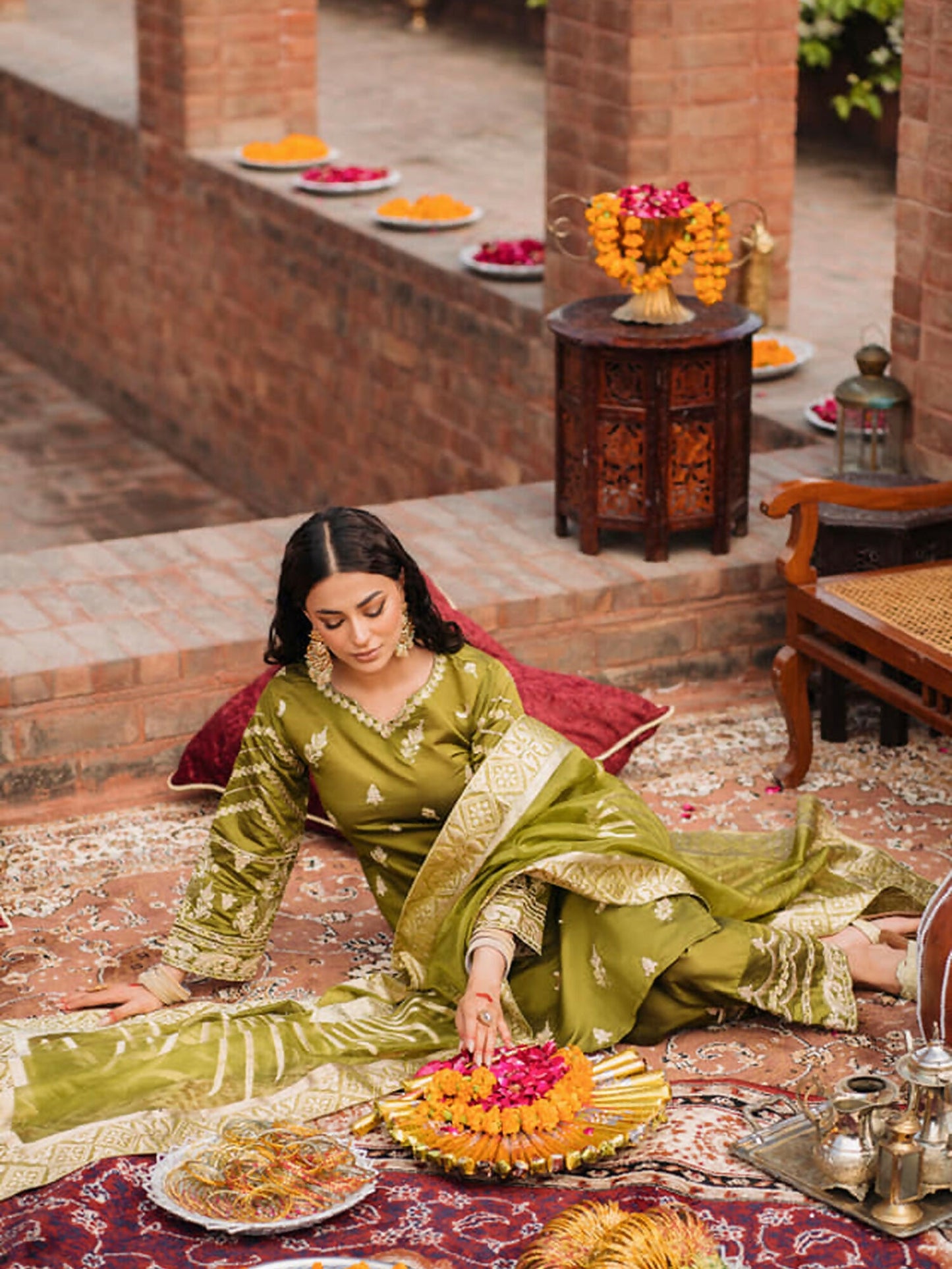 Panache Apparel Chambray Katan Embroidered Stitched Suit-Sumbul