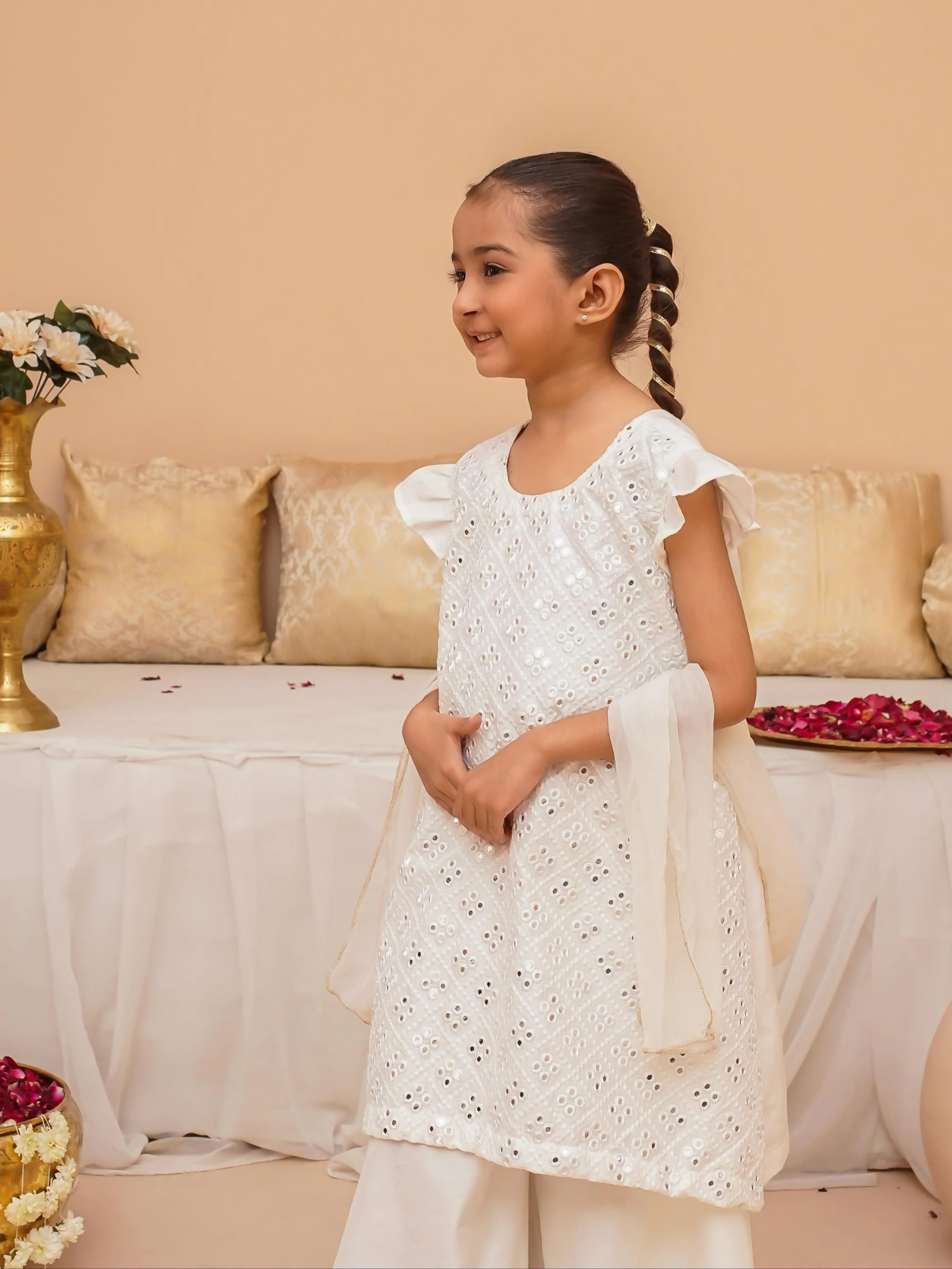 Kidoz Kloset Rang Rasiya Cotton Silk Embroidered Stitched 3-Piece Suit-Silver Whisper-Girl