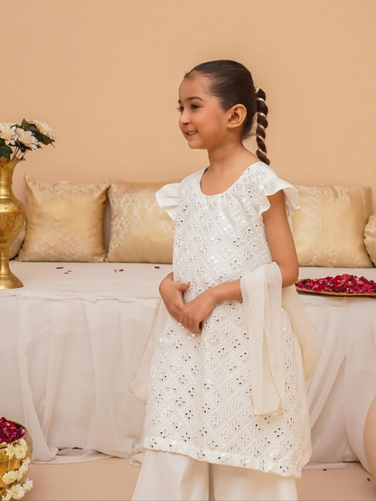 Kidoz Kloset Rang Rasiya Cotton Silk Embroidered Stitched 3-Piece Suit-Silver Whisper-Girl