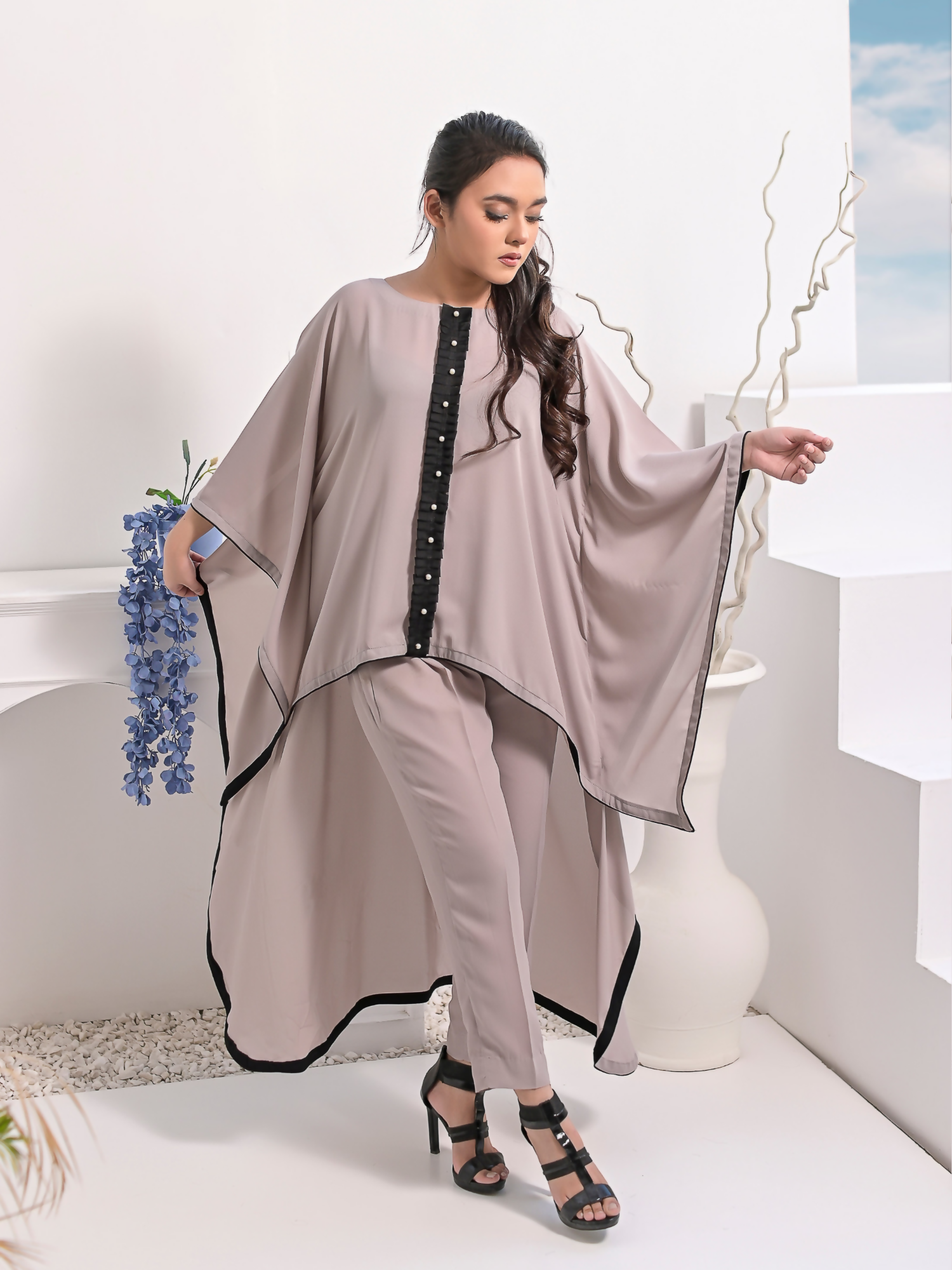 Ruby's Couture Haute & Chic Georgette Cape Set-Helen