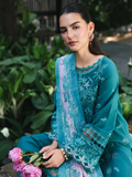Qalamkar Qline Lawn Drop-1 Embroidered Unstitched 3-Piece Suit-RP-03 Sapphire