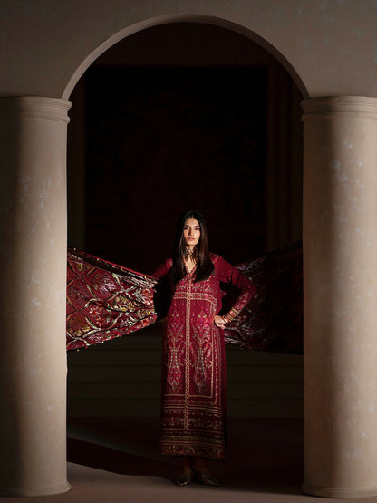 Binilyas Saqqara Kotrai Embroidered Stitched 3-Piece Suit-165-A