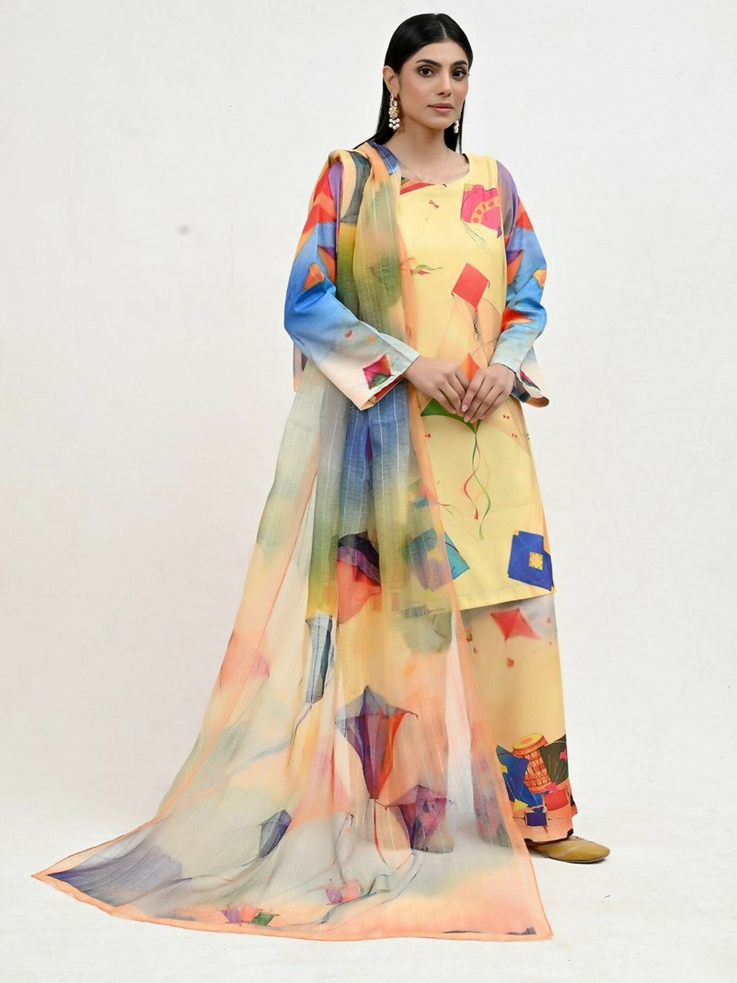 Imran Aftab Basant Mela Raw Silk Printed Stitched 3-Piece Suit-IARP 04