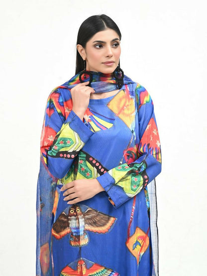 Imran Aftab Basant Mela Raw Silk Printed Unstitched 3-Piece Suit-IARP 03