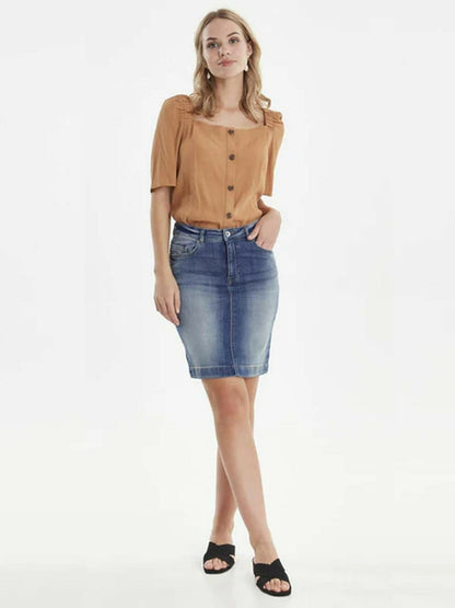 Funky's Plain Mid length Denim/Jeans Skirt Waist-11448