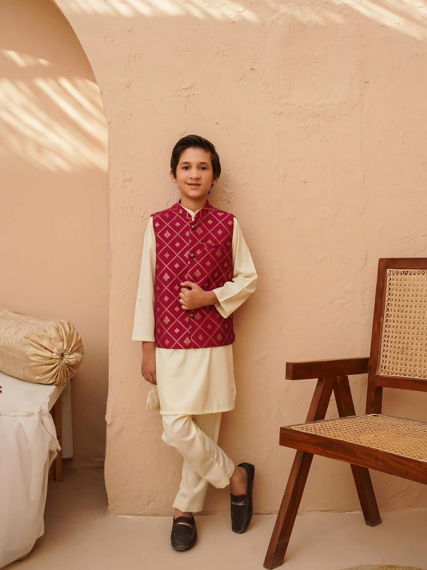 Kidoz Kloset Wash & Wear Printed Kurta Pajama-Pink Blush Luxe-Boy