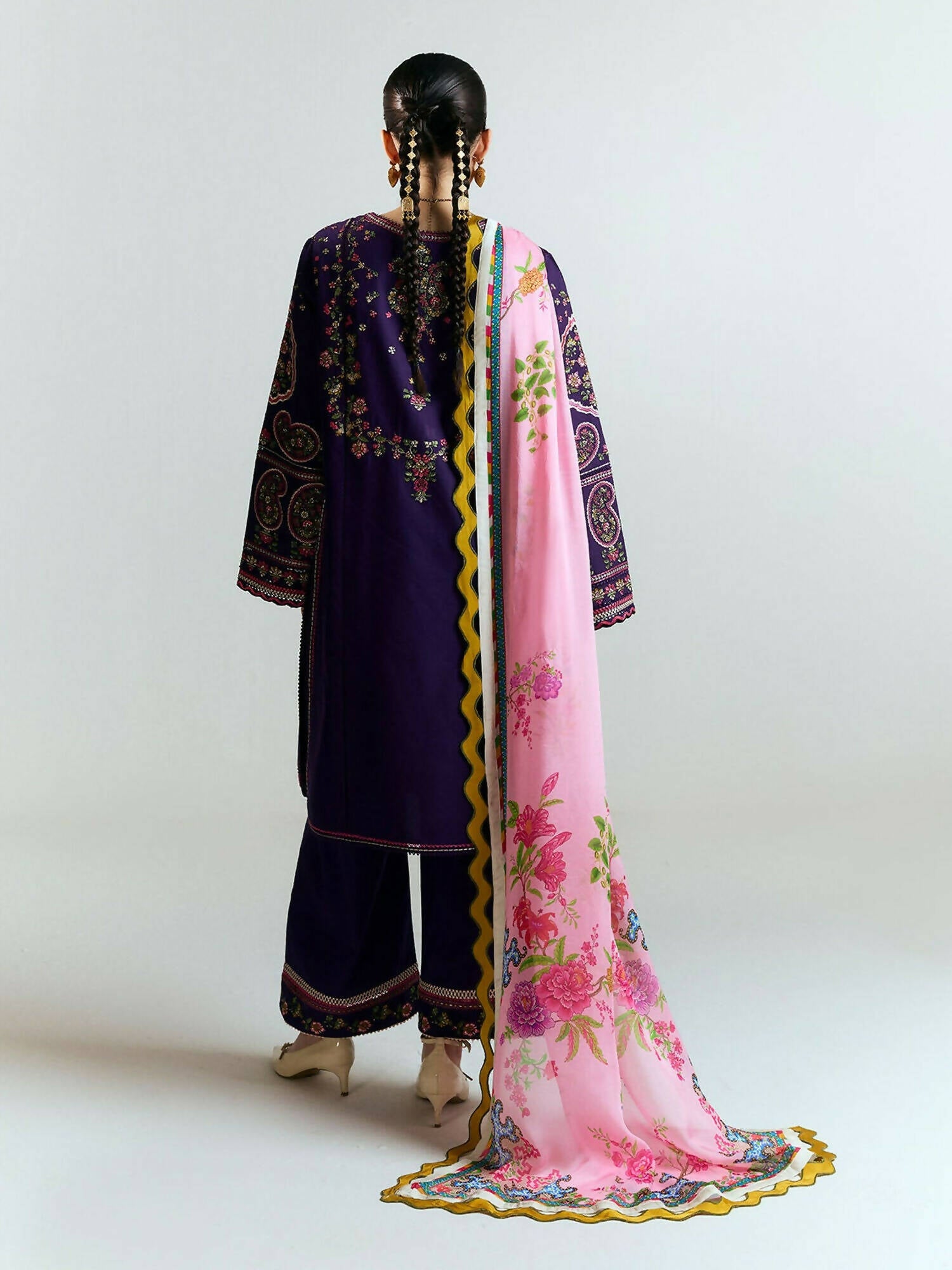 Jugnu by Hussain Rehar SS'25 Edit II Cotton Embroidered Unstitched 3-Piece Suit-SAGAR