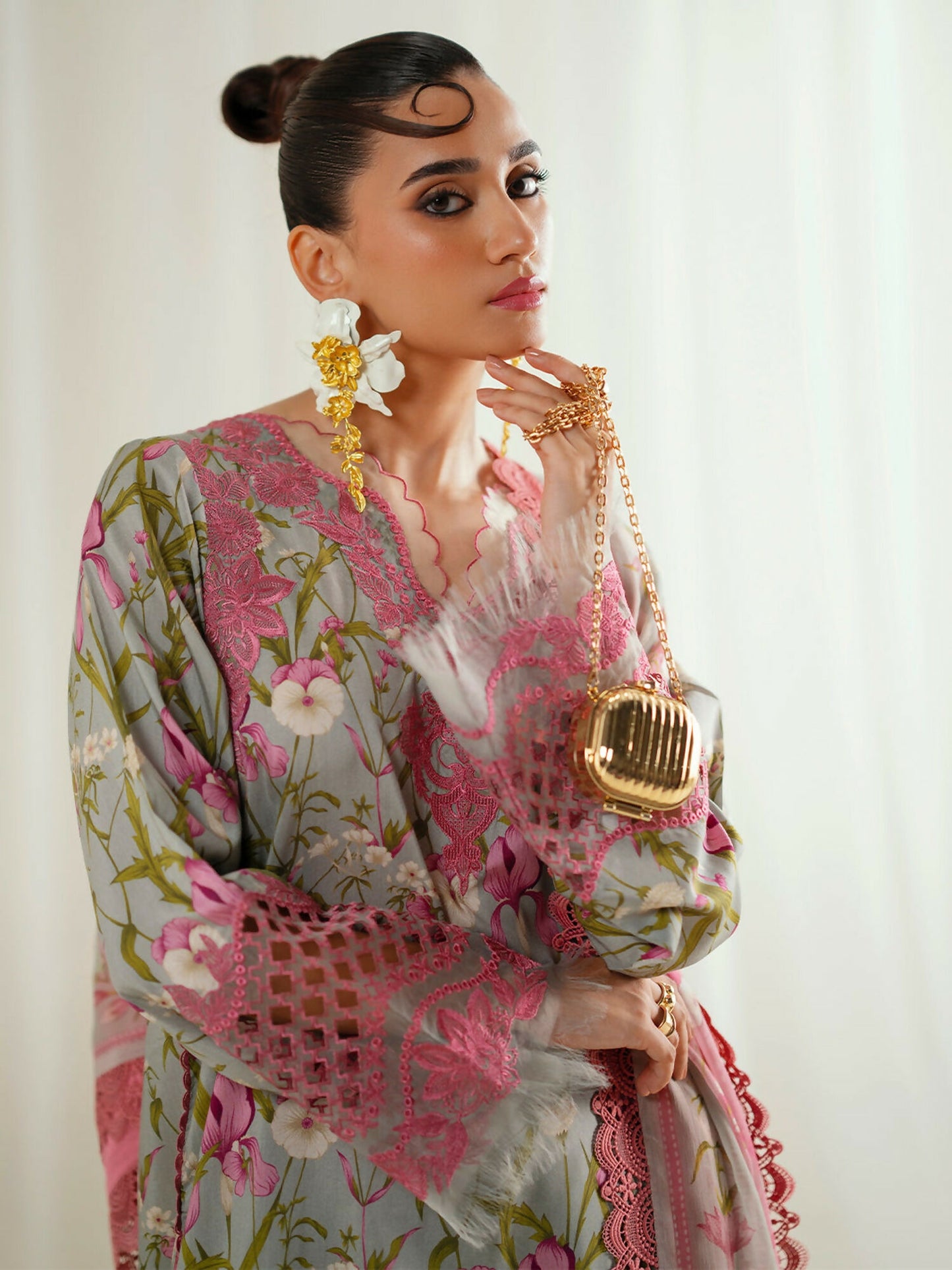 Binilyas Eres Bonita Viscose Embroidered Stitched 3-Piece Suit-1103-B