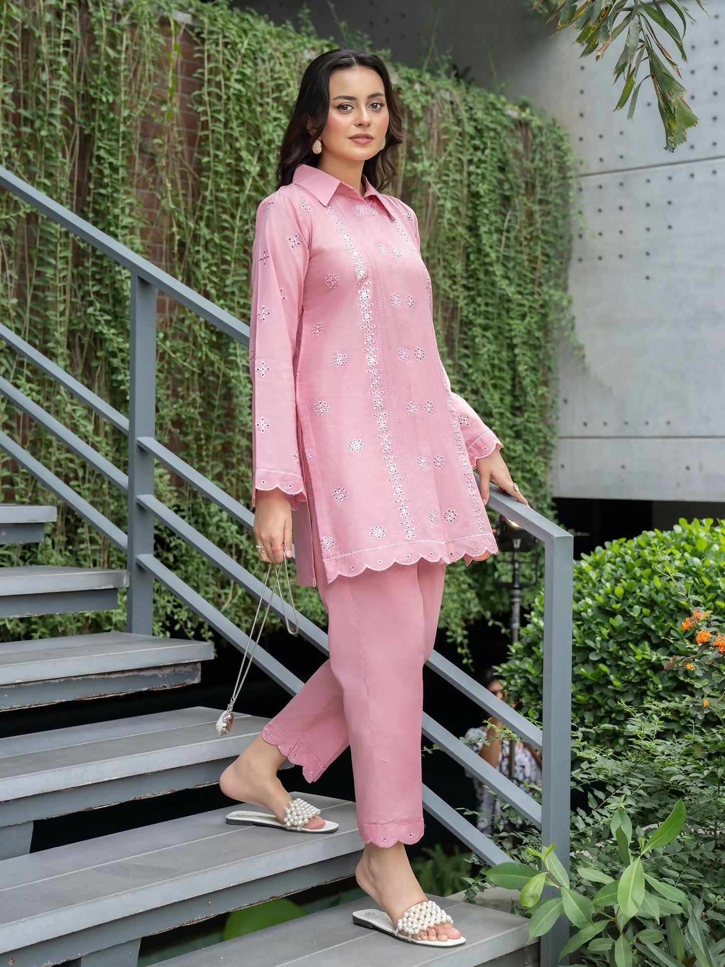 Panache Apparel Solid Story Cotton Lawn Embroidered Stitched Suit-Mysa