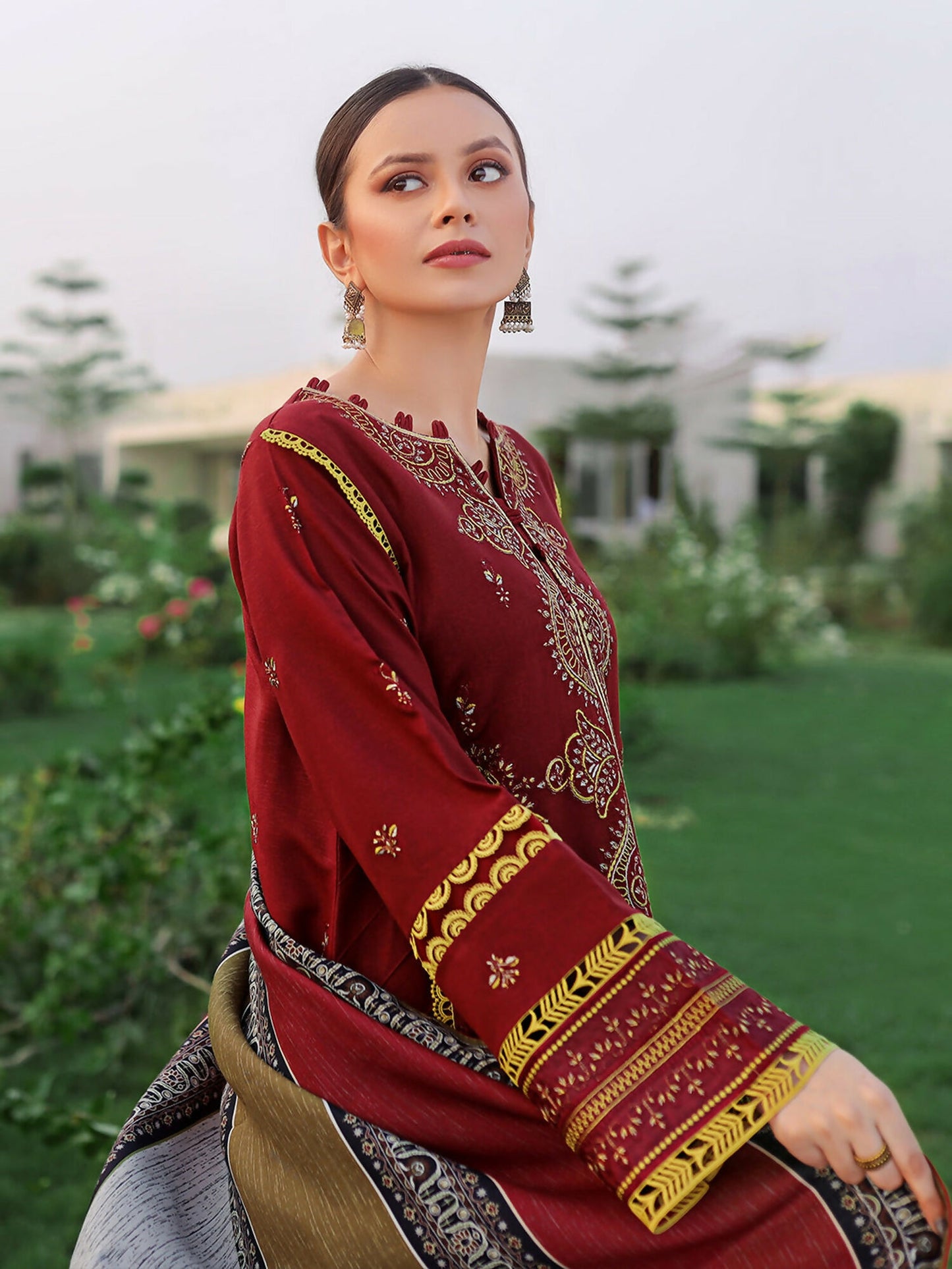 Binilyas Karandi Embroidered Unstitched 3-Piece Suit-751-B