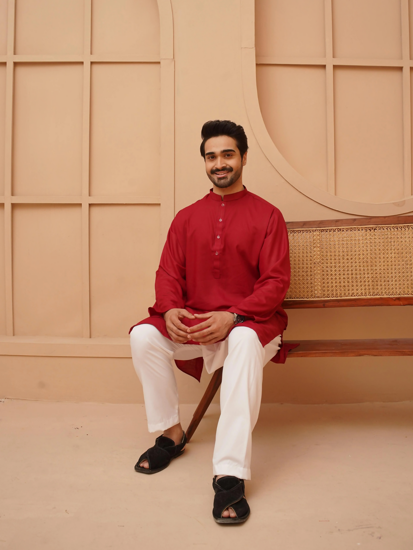 Kidoz Kloset Wash & Wear Kurta Pajama-Amber Mirage-Men