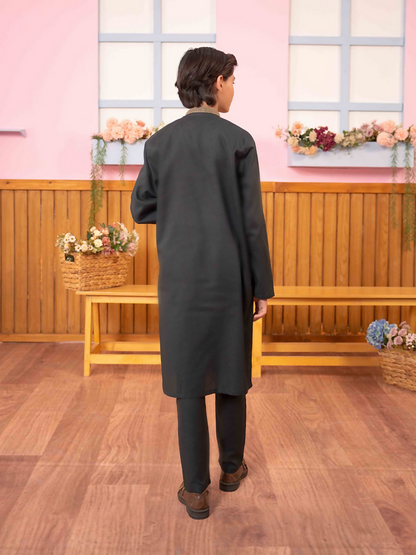 Velvour Boys Cotton Embroidered Stitched Kurta Trouser Suit-VB171-B
