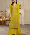 Hemstitch Chiffon Embroidered Stitched 3-Piece Suit-Parrot Green