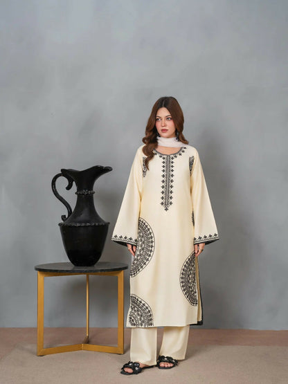 Stylish Collection Musk Linen Embroidered Stitched 3-Piece Suit-Zahoor