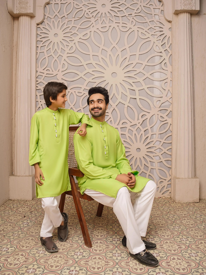 Kidoz Kloset Wash and Wear Kurta Pajama-Ocean Breeze-Men