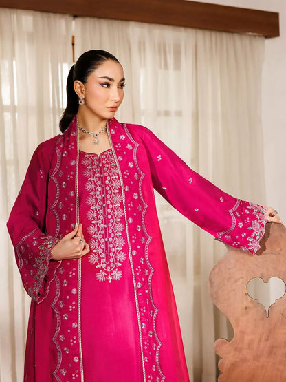 Panache Apparel Noore Eid Edit Raw Silk Embroidered Stitched Suit-Misha