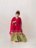 Kidoz Kloset Cotton Silk Embroidered Stitched 3-Piece Suit-Candy Cuddle