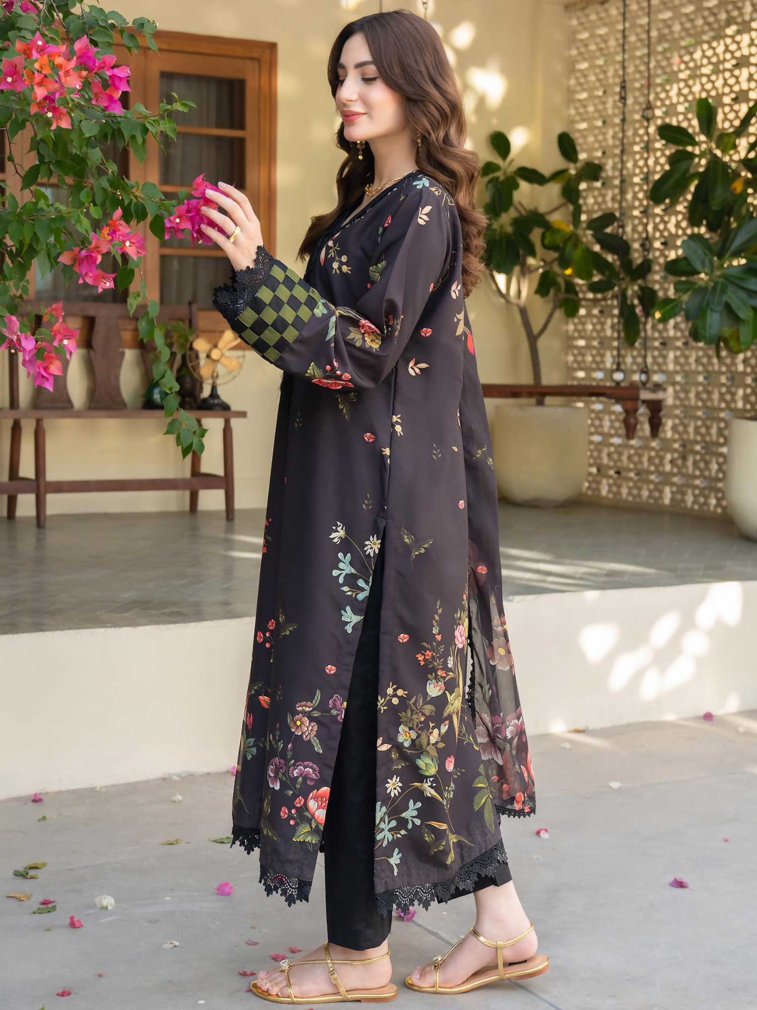 Panache Apparel Mah-e-Noor Raw Silk Printed Stitched Suit-Orya