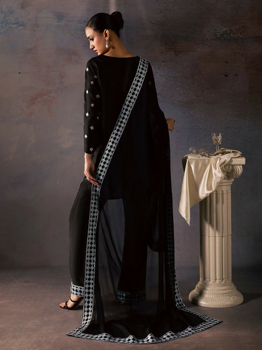 Allure By IH Be-My-Guest Thai Silk Embroidered Stitched 3-Piece Suit-Candy