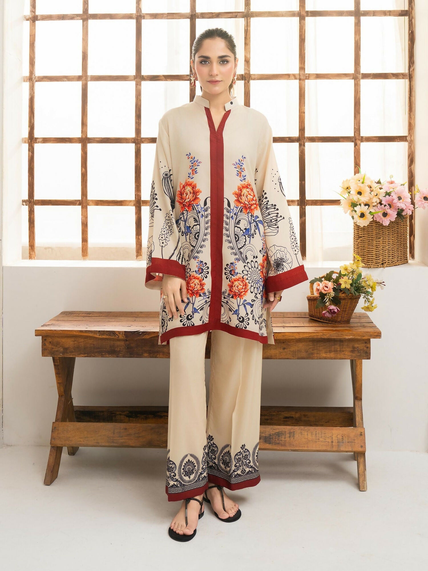 Panache Apparel Florise Lawn Printed Co-Ord Set-Rosyne