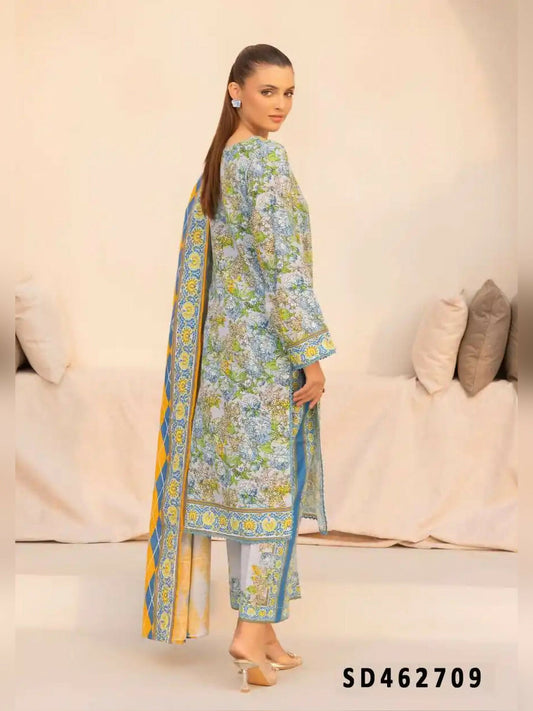 Gul Ahmed Maira Khaddar Printed Unstitched 3-Piece Suit-White Rock