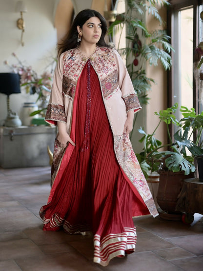 Shiza Hassan The Royal Affair Tusser Silk Embellished Pishwas-Eternal Empress