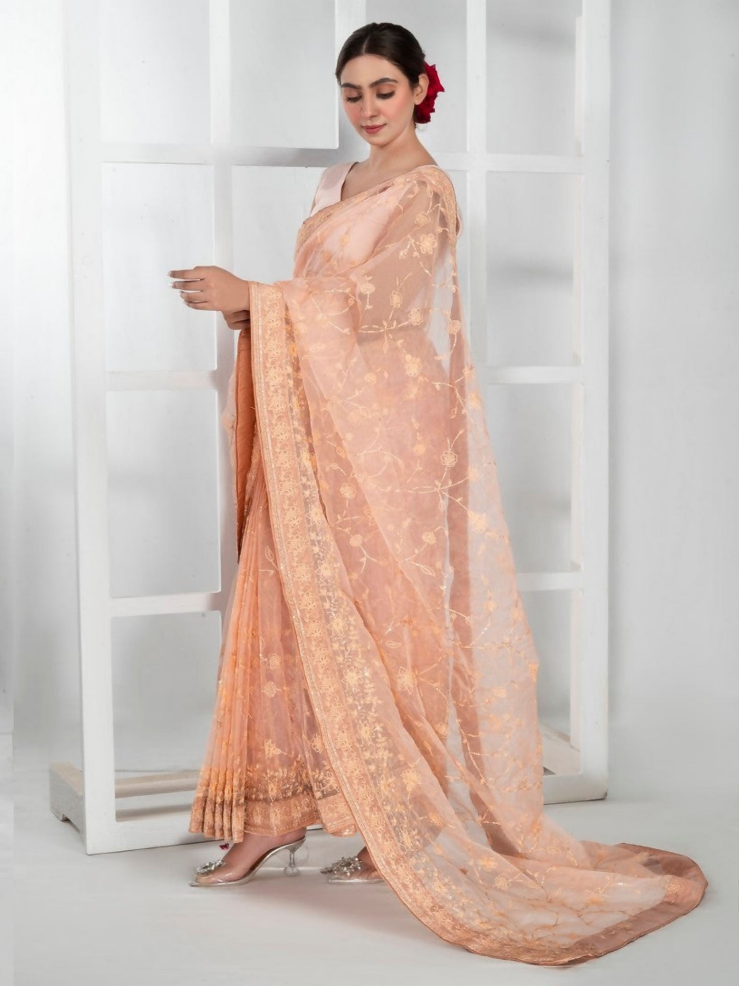Imran Aftab Lux Winter Wedding Organza Embroidered Unstitched Saree-IASC-31