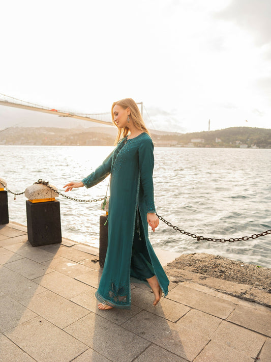 Farooq Hameed Studio EiD Collection'26 Pure Silk Embroidered Stitched 3-Piece Suit-Gulrukh