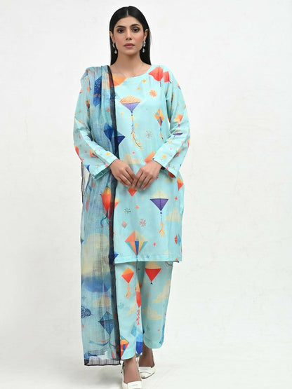 Imran Aftab Basant Mela Raw Silk Printed Unstitched 3-Piece Suit-IARP 01